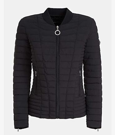 Üst geyimi: Qadınlar üçün qara qısqa quilted yüngül jaket - Rəng: qara - Siluet — 1