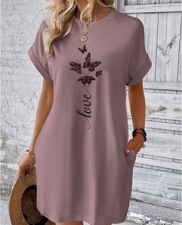 haljine za starije: One size, color - Pink, Oversize, Short sleeves
