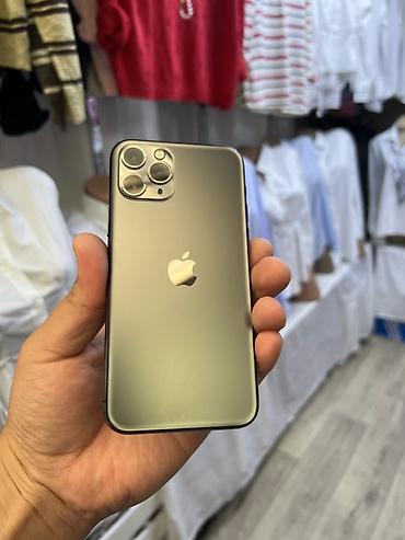 саму: IPhone 11 Pro, Б/у, 256 ГБ, Matte Midnight Green, Зарядное устройство, Чехол, 69 % — 1