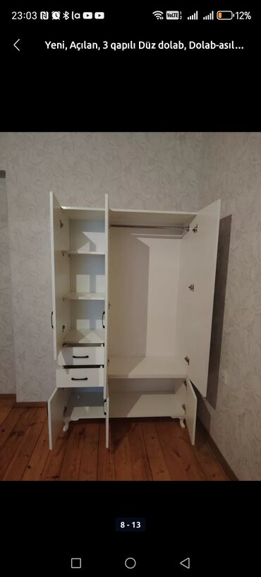 Dolablar: Açılan, 3 qapılı Düz dolab, Qarderob, paltar dolabı -da lalafo.az — 8 Dolablar: Açılan, 3 qapılı Düz dolab, Qarderob, paltar dolabı — 8