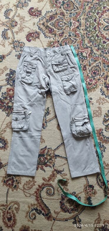 брюки с накладными карманами мужские: Брюки S (EU 36), M (EU 38), цвет - Синий