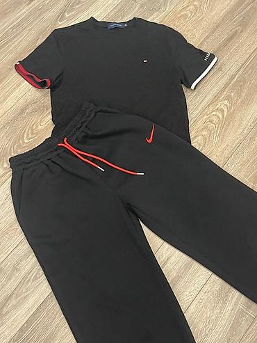 найк nike: Спортивный комплект (верх + низ), чёрный. - Футболка: классический — 1