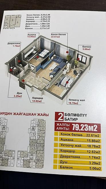 15: Нуркелди, ЖК ‘Супара’ 2-комнатная квартира общая площадь 79,23 м² — 1