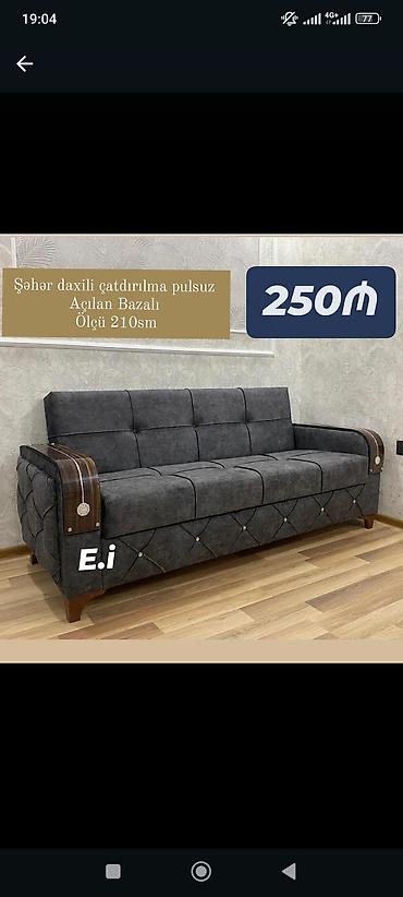 Açılan bazalı divan – ölçü 210 sm. - Rəng: tünd boz - Mexanizm