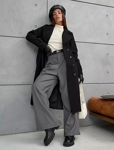 Пальто: Женское пальто черного цвета длины миди Новое!!!Состав 80% шерсть,20% — 2