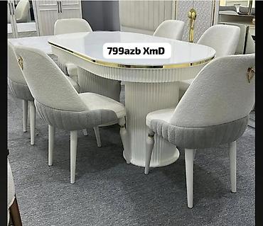 Ovul formalı qonaq/dining dəsti - 1 ədəd oval masa: parlaq ağ səth