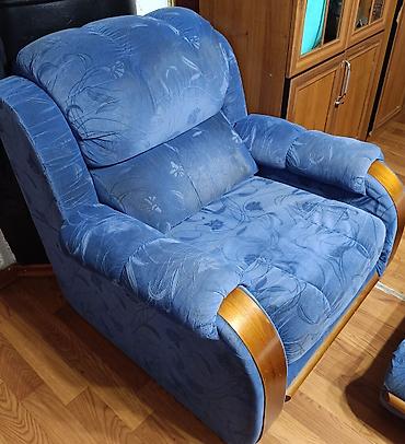королевский диван: Комплект мягкой мебели, Б/у, цвет - Синий — 1