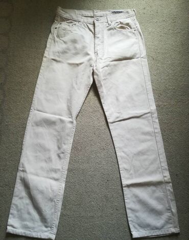 Farmerke: Farmerke GAS vel 32, bele, rebrasti texas, original, kao nove, jednom — 2