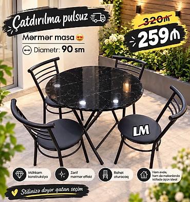 Mərmər masa dəsti — zərif dizayn və möhkəm konstruksiya ilə