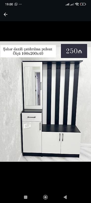 kicik skaf: Dəhliz üçün asılqan və dolab dəsti - Ölçü: 100x200x40 sm - Rəng — 1