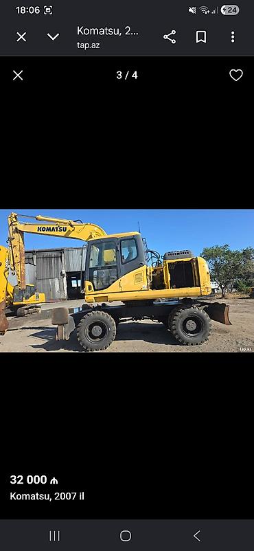 ekskavatör: Tecili satılır Komatsu təkərli ekskavator, 2007 il. - Brend/model — 2