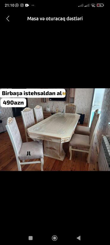stul kuxna: Для кухни, Для гостиной, Новый, Прямоугольный стол, 6 стульев