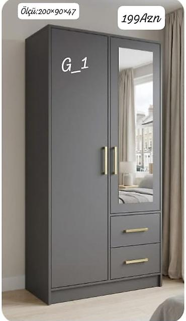 taxt satilir: G_1 model geyim dolabı - Ölçü: 200 × 90 × 47 sm - Rəng: tünd boz - — 1
