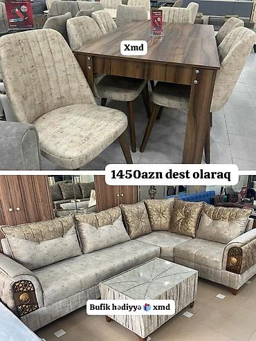 çalışma masa: Dəst mebel paketi - Qonaq otağı üçün L formalı yumşaq künc divan — 1