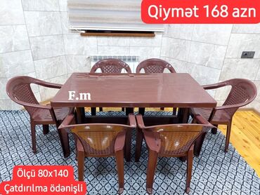 Masa və oturacaq dəstləri: Mətbəx üçün, Açılmayan, Dördbucaq masa, 6 stul