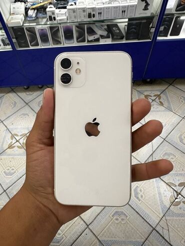 микрофоны бу: IPhone 11, Колдонулган, 64 ГБ, Ак, Коргоочу айнек, Каптама, 78 %