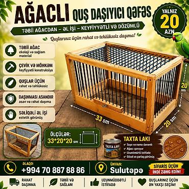 heyvan daşıma cantası: Daşıyıcı qəfəs Ağaclı quş daşıyıcı qəfəs – təbii ağacdan, əl işi - — 1