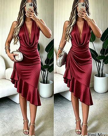 Elegantna midi haljina sa tačkicama i asimetričnom volanom Haljina na lalafo.rs Elegantna midi haljina sa tačkicama i asimetričnom volanom Haljina