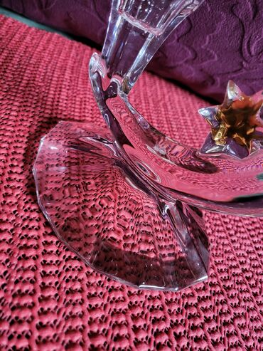 Ostali kućni dekor: Svecnjak nov kristal,led kristal 90te. Visina. 19/10cm — 6