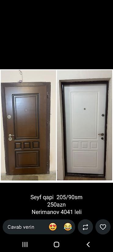 Giriş qapıları: Məhsul: Seyf qapı - Ölçü: 205 x 100 sm - Material: metal, ön paneldə — 14