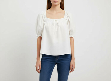 biała bluzka z krótkim rękawem reserved: F&F, Women's blouse, size L
