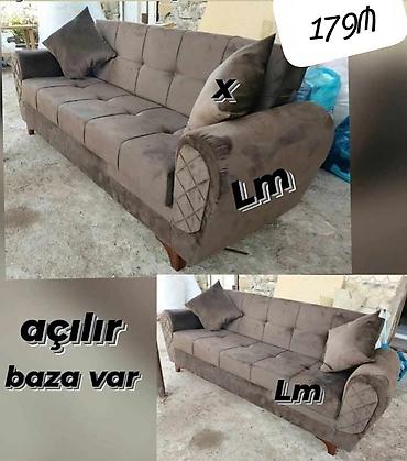 Açılan-bazalı divan - Rəng: tünd-bej/qəhvəyi tonlar - Material