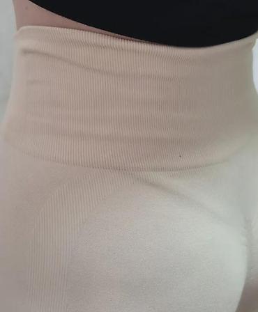 Helanke, biciklistički šortsevi: Ženske bež helanke sa visokim strukom - Visok, širok pojas za dodatnu — 4