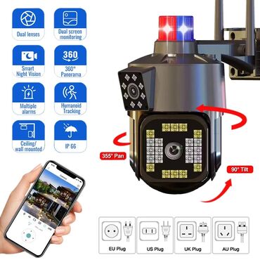 təhlükəsizlik kameralari: Wifi ptz 360° 5mp/4k wifi cöl kamera original provision 2 kamerali