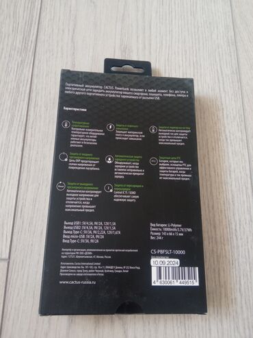 usb type c: Продаю пауэрбанк Cactus 10000 mAh новый, запечатанный. 1650 сом