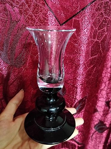dekorasiya: Şüşə şamlıq / dekorativ şam şamdanı - Material: qalın, şəffaf şüşə — 1