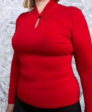 женская кофточка: Кофточка - водолазка, красная, VENTO milano, Италия, размер 50-52