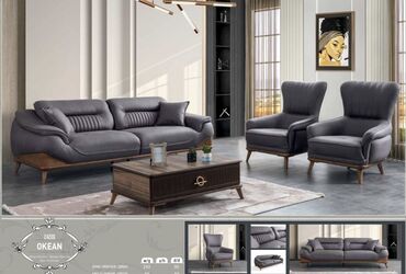 Комплекты диванов и кресел: Новый, Диван, 2 кресла, Без подьемного механизма, Раскладной