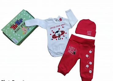 Kompleti: 3 dekni kompletic Vel 56-62 dvobroj do 3 meseci 68 do 5 meseci 74 do 9 — 14