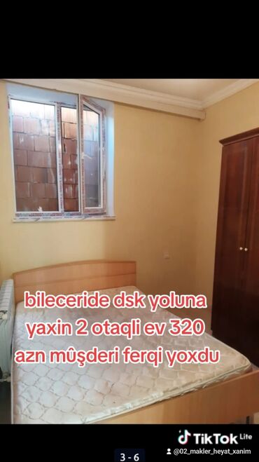 qarayevde kirayə evlər: 80 kv. m, 2 otaqlı, Kombi, Qaz, İşıq