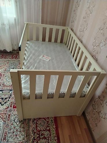 sade mebeller: Uşaq beşiyi və döşək dəsti - Material: möhkəm taxta konstruksiya — 1
