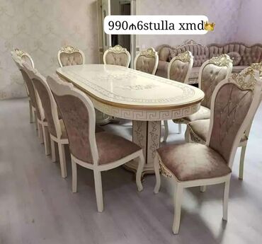 Qonaq otağı üçün, Yeni, Açılmayan, Oval masa, 6 stul, Azərbaycan