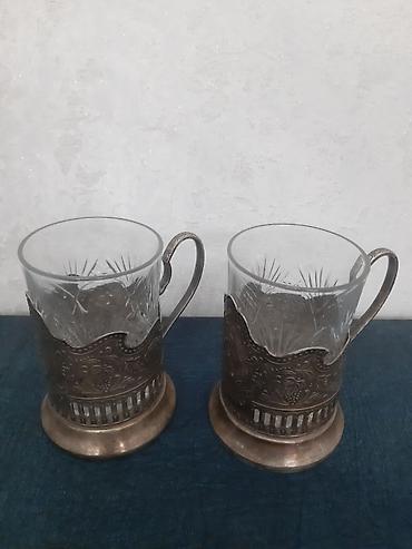 çay servis: Çay dəsti, rəng - Gümüşü, Şüşə — 2