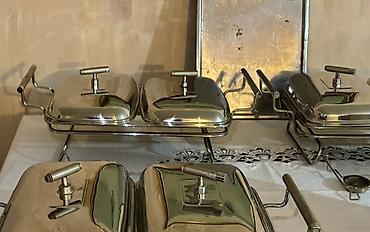 Нержавейки: Paslanmayan poladdan iki bölməli bufet çıxmaqabı (chafing dish) dəsti — 3