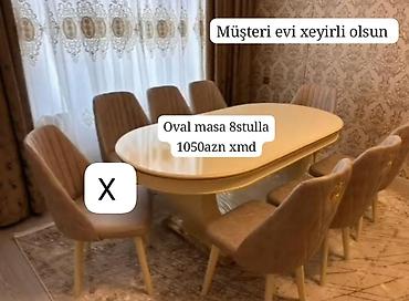 Oval yemək masası dəsti – 8 ədəd stul ilə birlikdə. - Masa forması lalafo.az -da Oval yemək masası dəsti – 8 ədəd stul ilə birlikdə. - Masa forması
