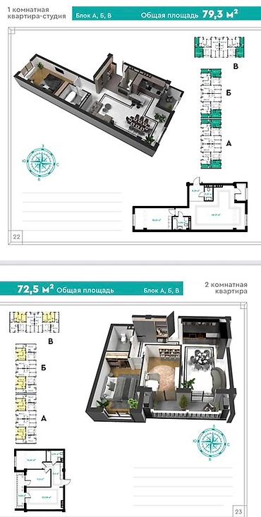 Новостройки от застройщика: Строится, Элитка, 2 комнаты, 72 м² — 15