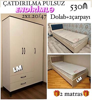 ENDİRİMLƏ dəst: Dolab + 2 çarpayı Qiymət: 530₼ Çatdırılma pulsuz Dəst
