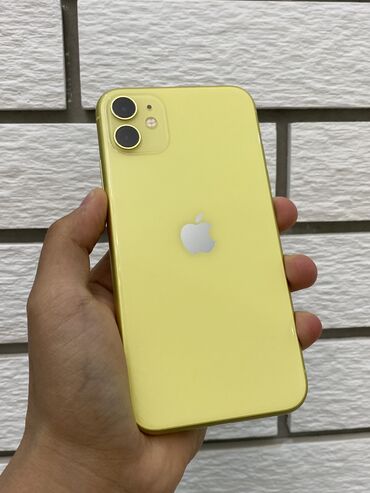 Apple iPhone: IPhone 11, Б/у, 64 ГБ, Желтый, Зарядное устройство, Чехол, 79 %