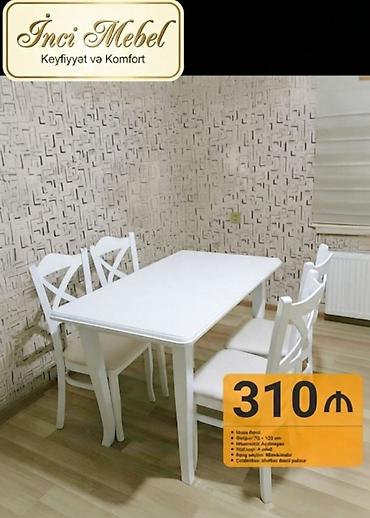 ağdaş mebel: Mətbəx üçün, Yeni, Açılmayan, Dördbucaq masa, 4 stul — 1