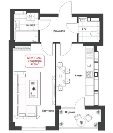 квартиры с котлована: 1 комната, 47 м², Элитка, 5 этаж, ПСО (под самоотделку)