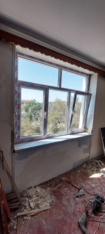 Plastik pəncərələr: Yeni İkiqat şüşə paketi Plastik pəncərə, Еni: 1 sm, Uzunluğu: 100 sm, Pulsuz quraşdırma — 9