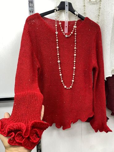 гармин феникс 8 цена бишкек: Женский вязаный свитер с люрексом и волнистой отделкой - Мягкая