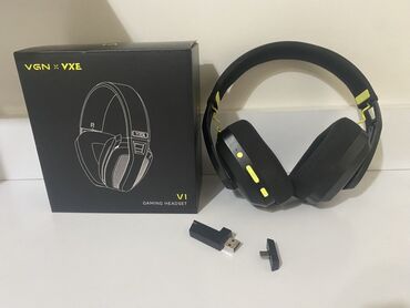 наушники с микрофоном для пк: Беспроводная игровая гарнитура VGN VXE V1 в черном цвете с салатовыми