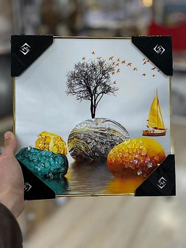 Şəkillər, tablolar: Şüşə üzərində 3D dekorlu tablo seti Divar tablosu Ölçü : 27x27 — 7