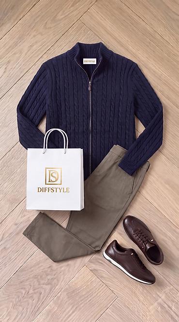 dsx çevik forma: Diffstyle kişi geyim dəsti - Tünd göy rəngli trikotaj sviter — 1