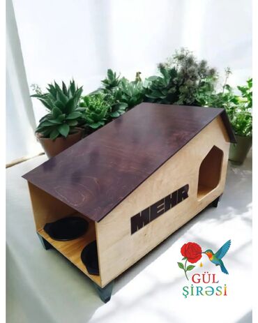 Yuvalar: Taxta pişik evi – “Burada yerim rahatdır” yazılı - Material — 27